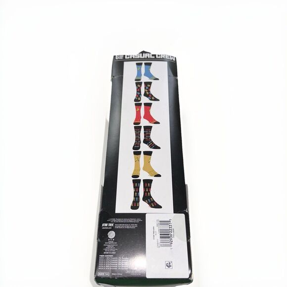 Star Trek Universe 6 Pack of Men's Crew Socks Size 8-12 Spock Kirk Enterprise - Picture 3 of 6